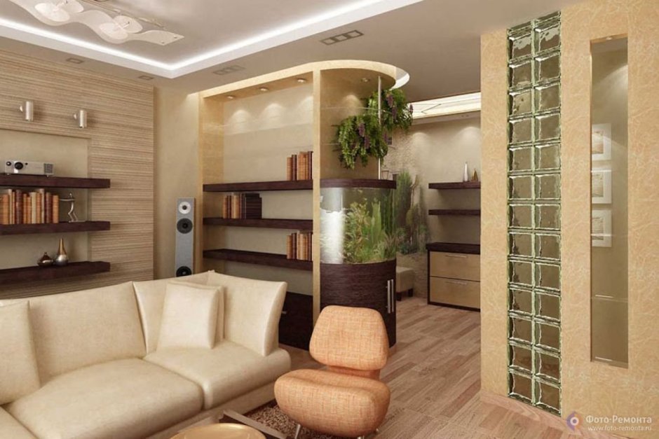 Перегородка для зонирования кухни и прихожей