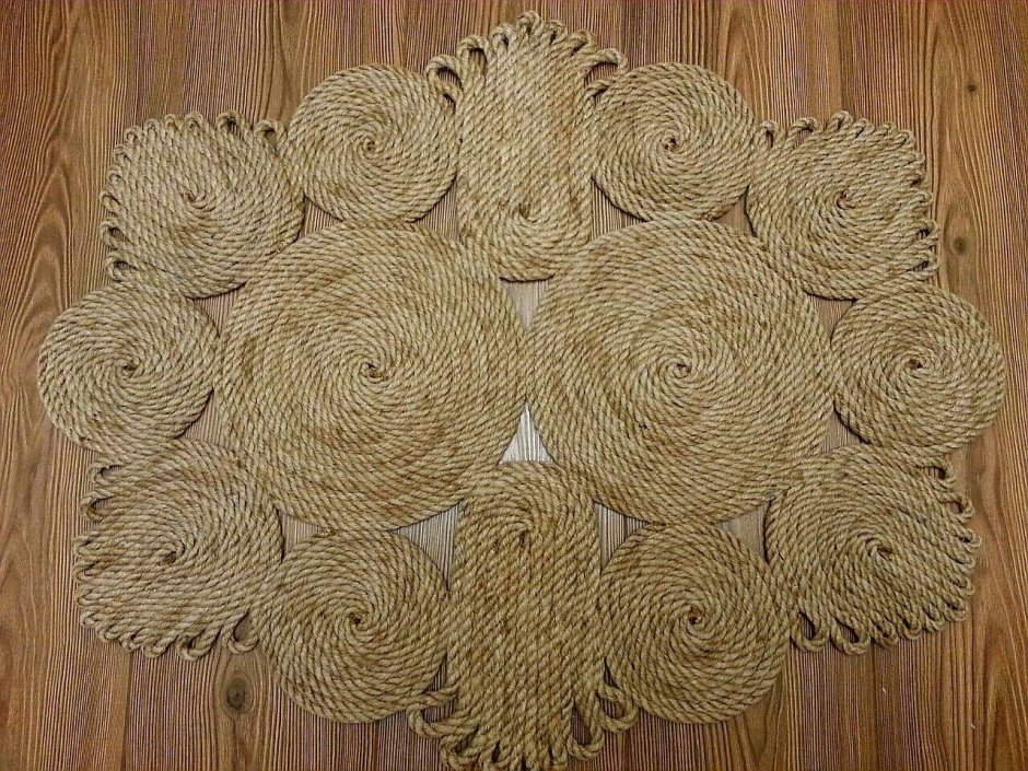 Салфетка из джутового каната зиг заг