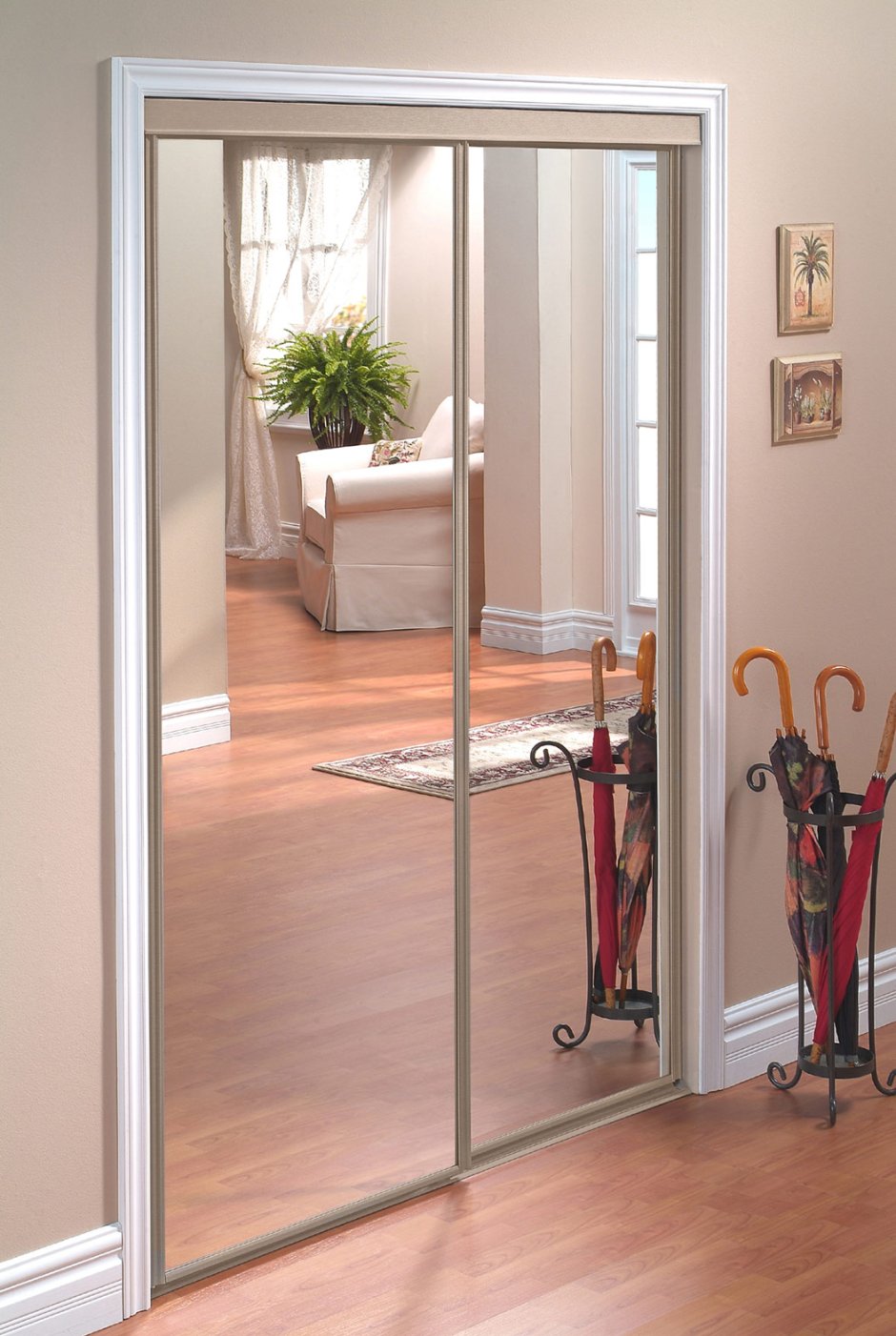 Зеркальная раздвижная дверь