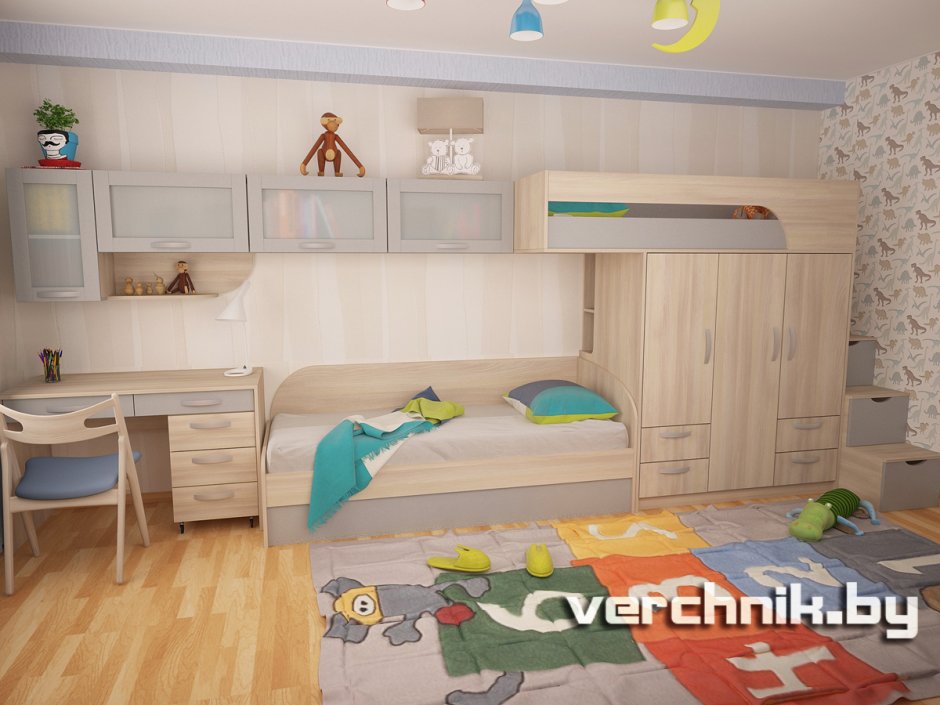 Мебель в детскую две кровати вдоль стены