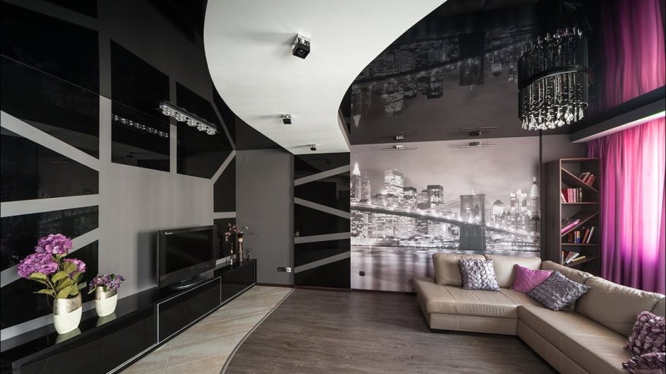 Черный натяжной потолок