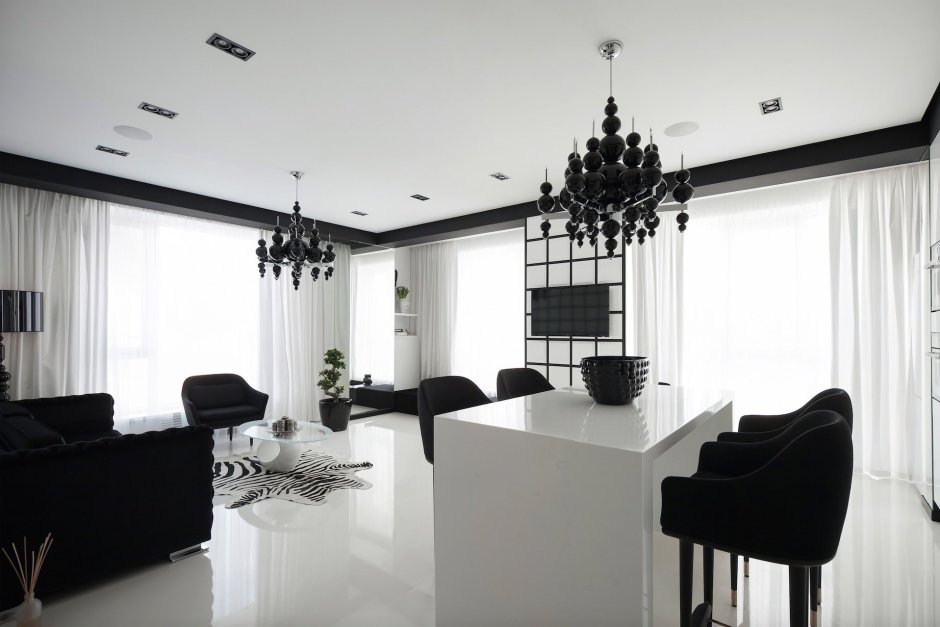 Черно белый интерьер