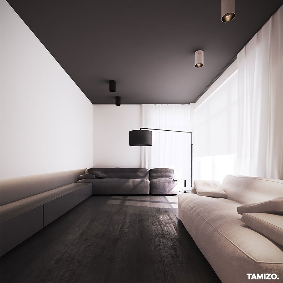 Черный потолок в спальне