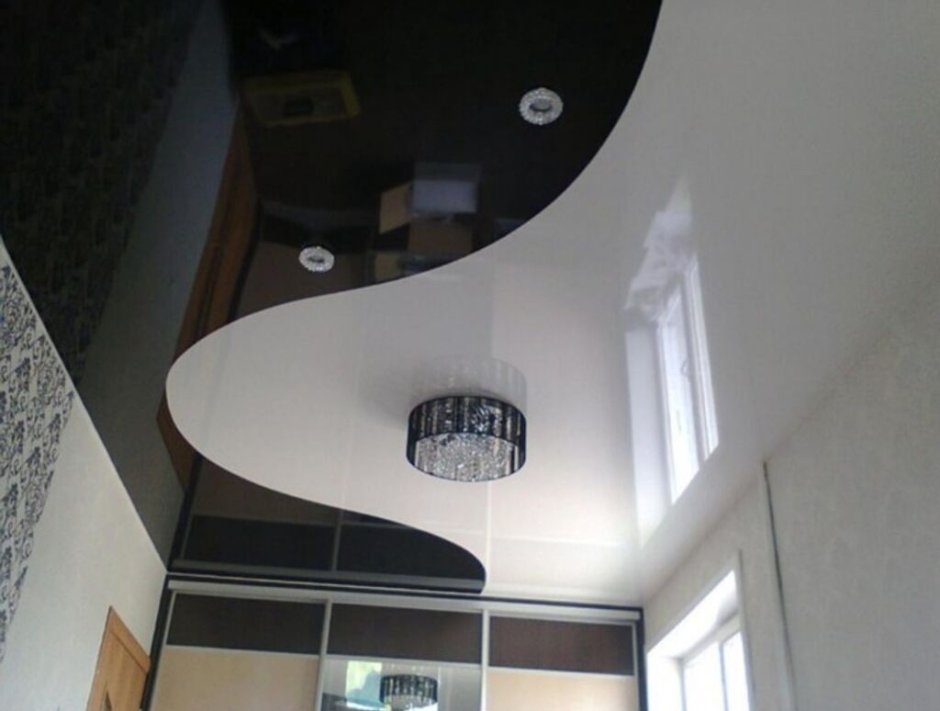 Гардина к потолку Инь Янь белый с бежевым