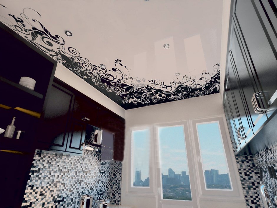 Чёрный потолок в интерьере