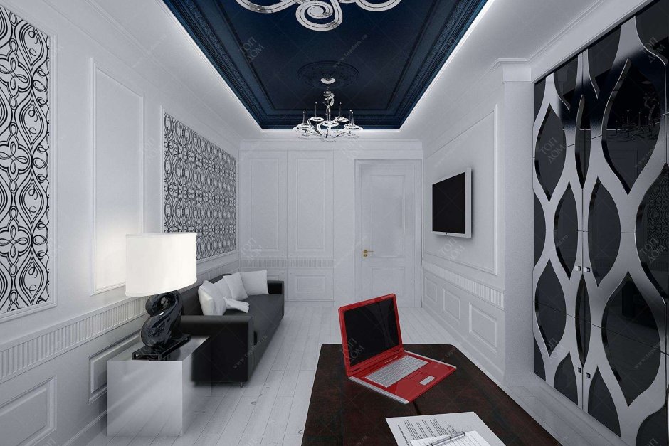 Черно-белый дизайн кабинета