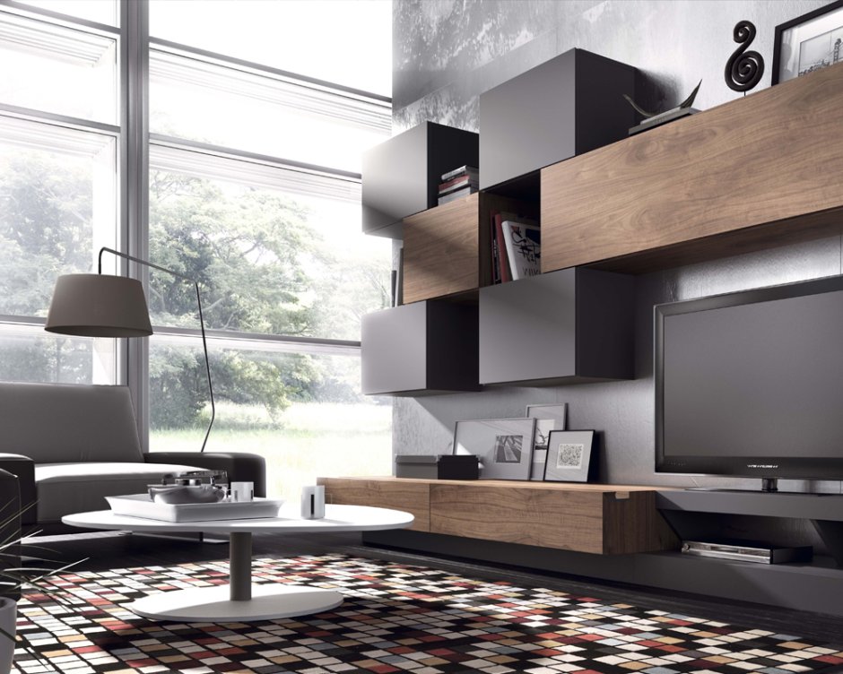 Потолок с подсветкой в гостиной