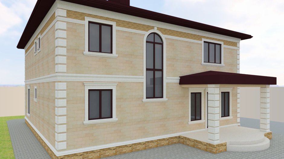 Одноэтажный фасад Дагестанский камень