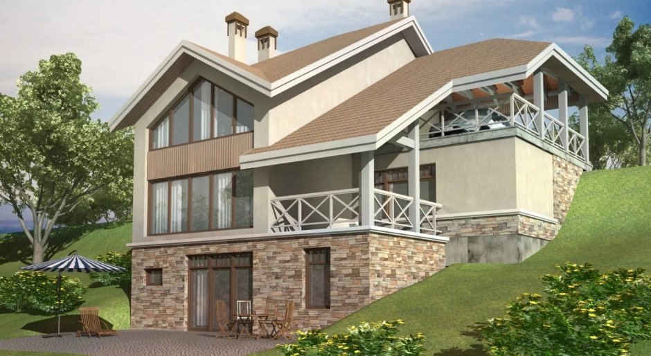 Дома на склоне с цокольным этажом