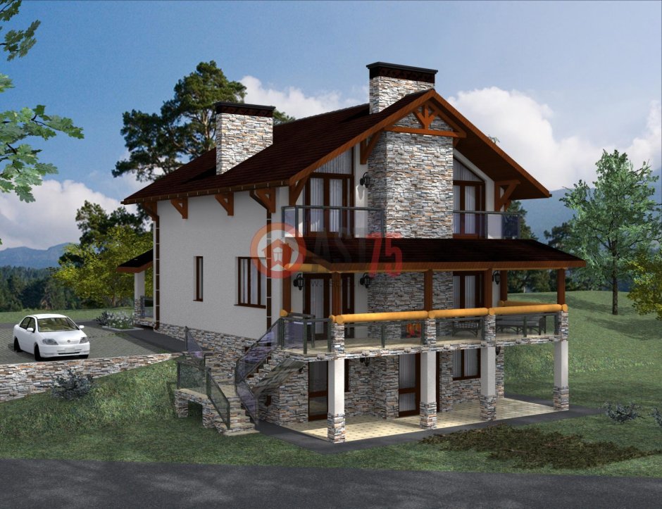 Дома на склоне с цокольным этажом