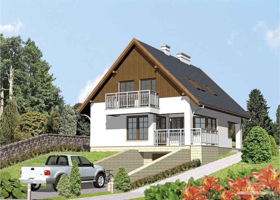 Дом с подвалом и мансардой проект 120м2