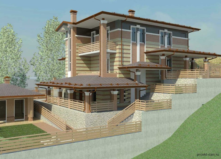 Коттедж на рельефе проект