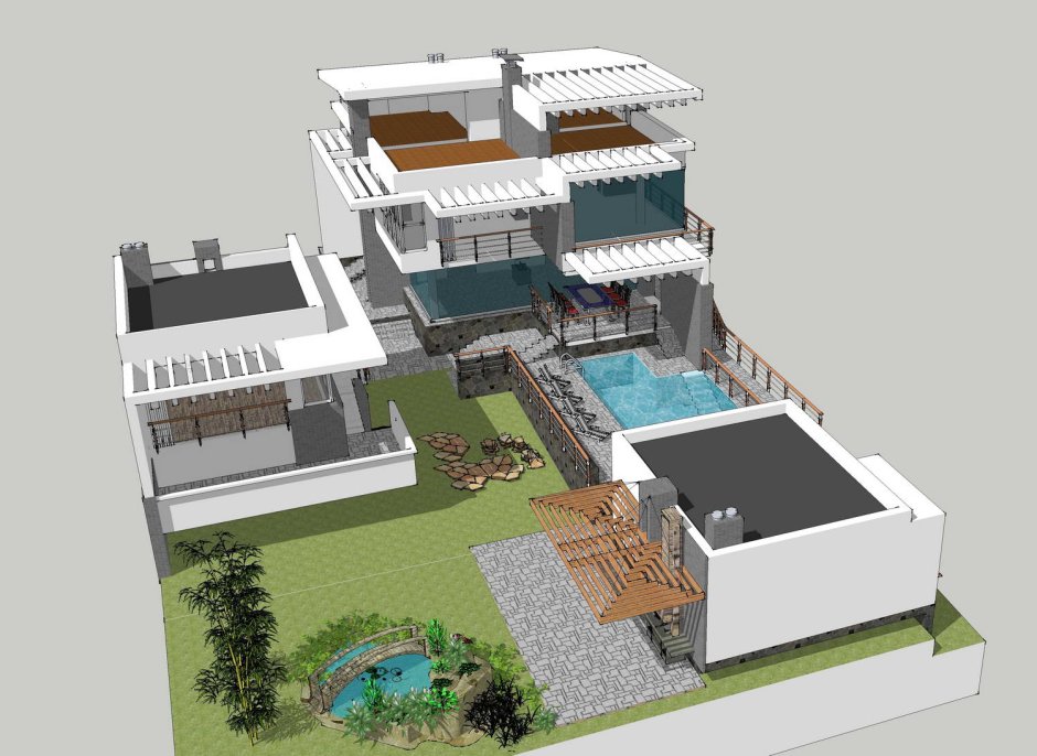 Дом с мансардным этажом и террасой