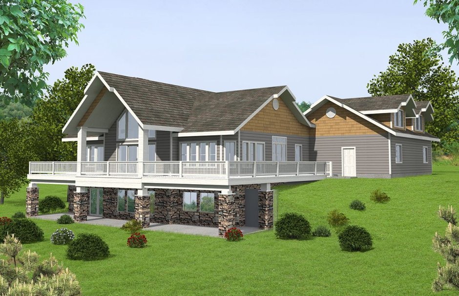 Одноэтажный дом на склоне