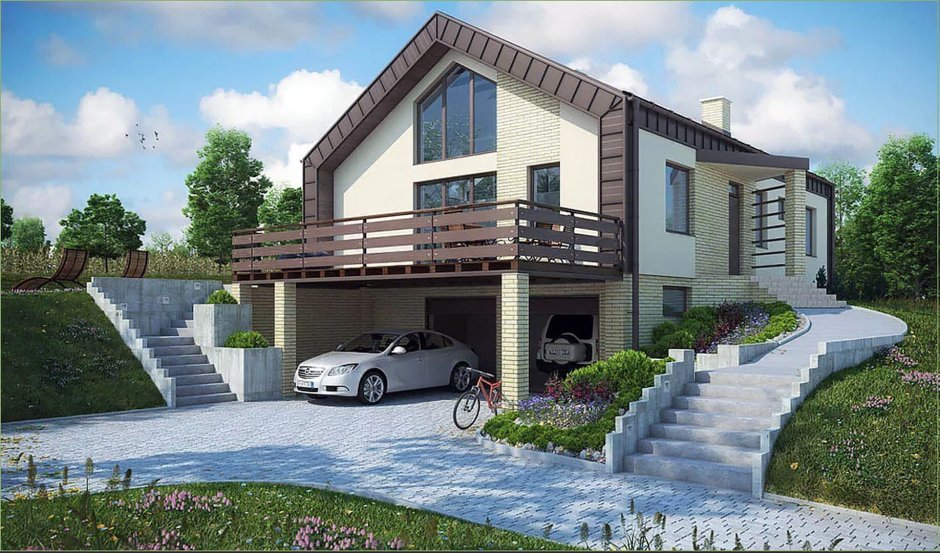 Дом на склоне с гаражом