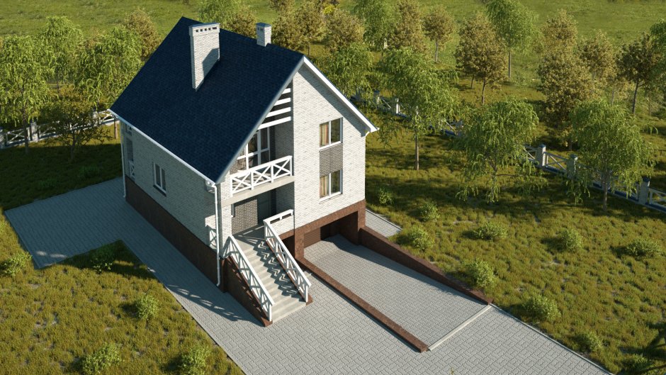 Двухэтажный дом с подземным гаражом