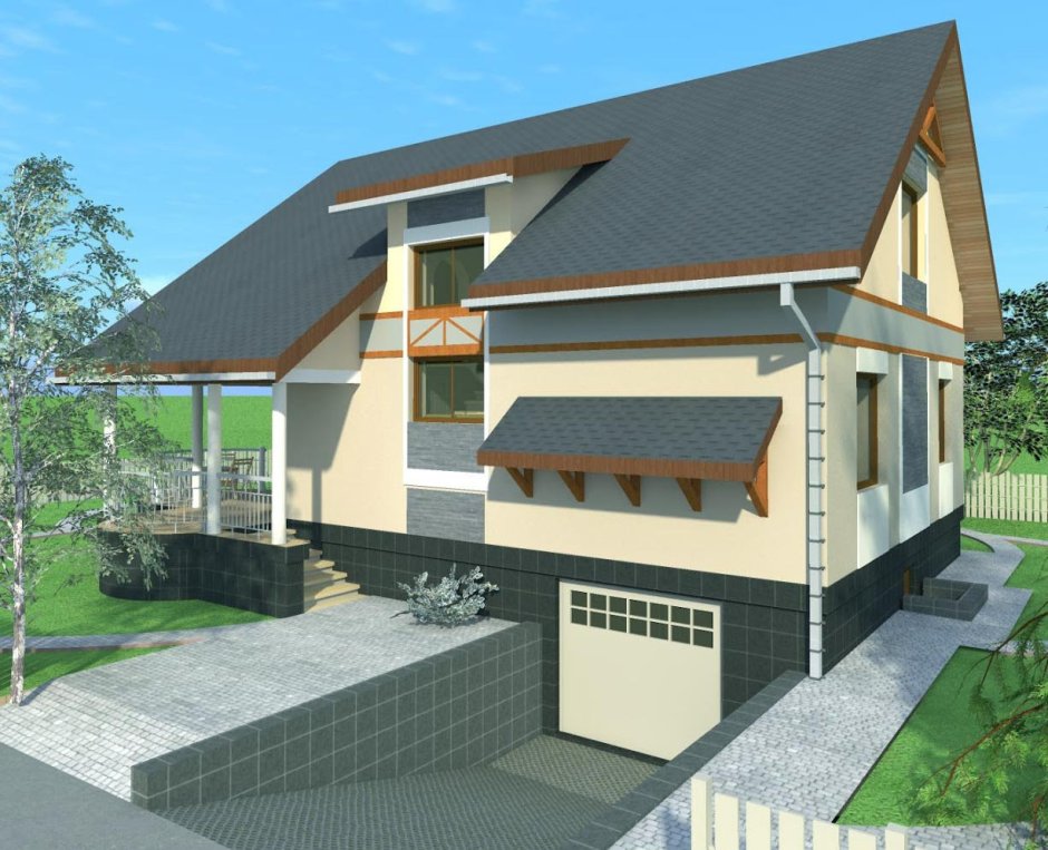 Дом с цоколем на склоне