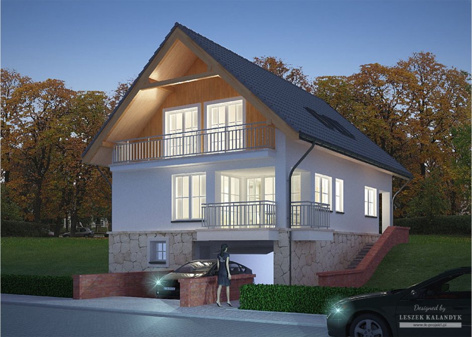 Дом с балконом над гаражом