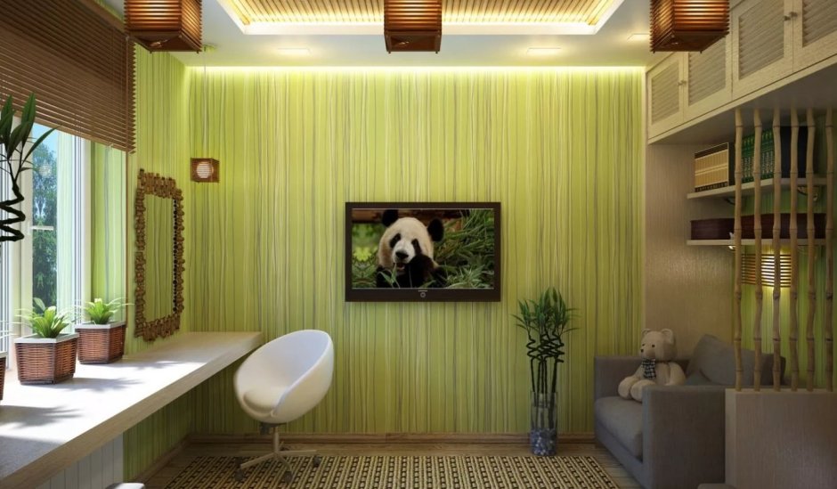 Экостиль в гостиной бамбук