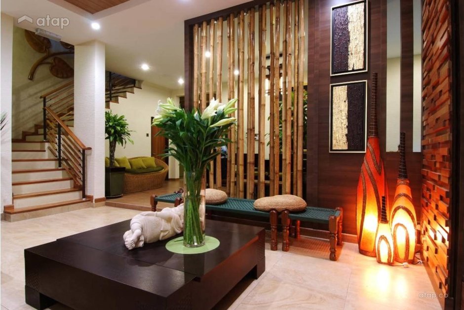 Декоративная перегородка из бамбука