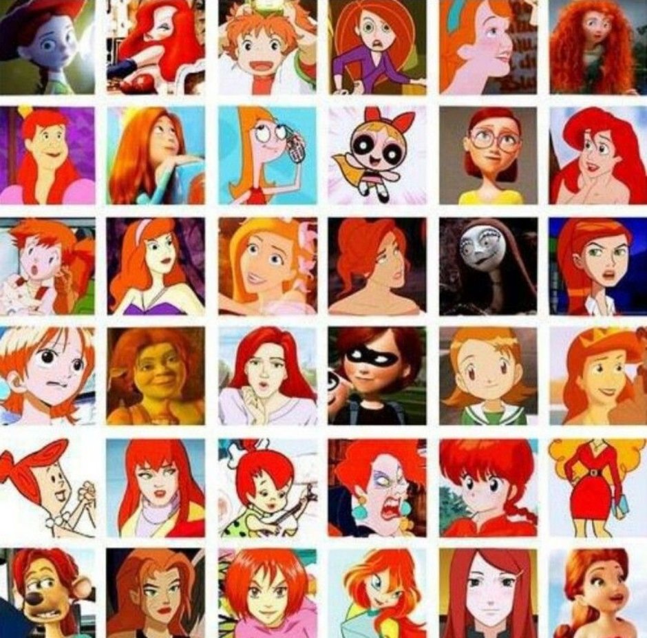 Ржеволосве персонажи муль