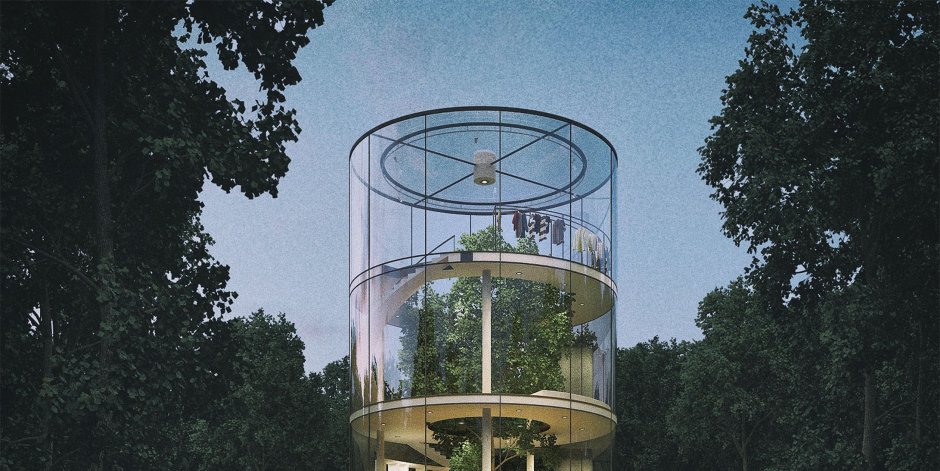 Цилиндрический стеклянный дом