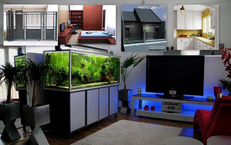 Аквариум в интерьере гостиной
