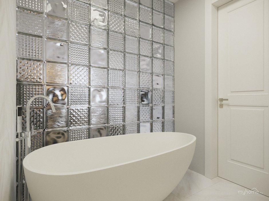 Стеклоблоки в интерьере ванной