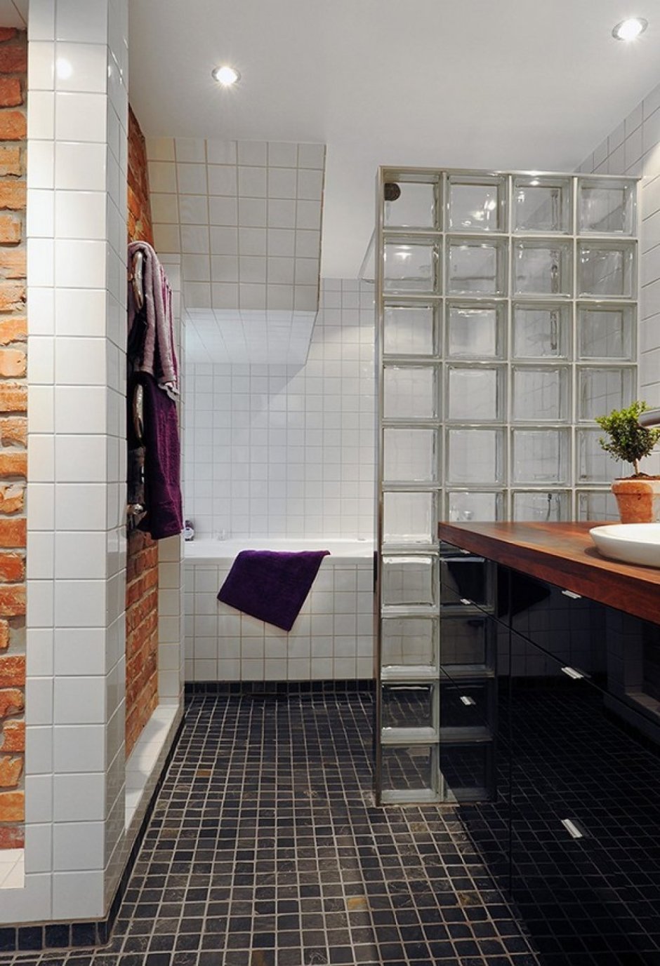 Душевая лофт Стеклоблок