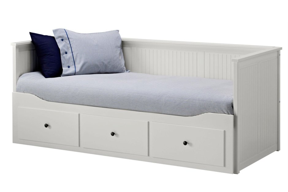 БРИМНЭС кушетка с 2 матрасами/2 ящиками, белый, МОСХУЛЬТ жесткий, 80x200 см