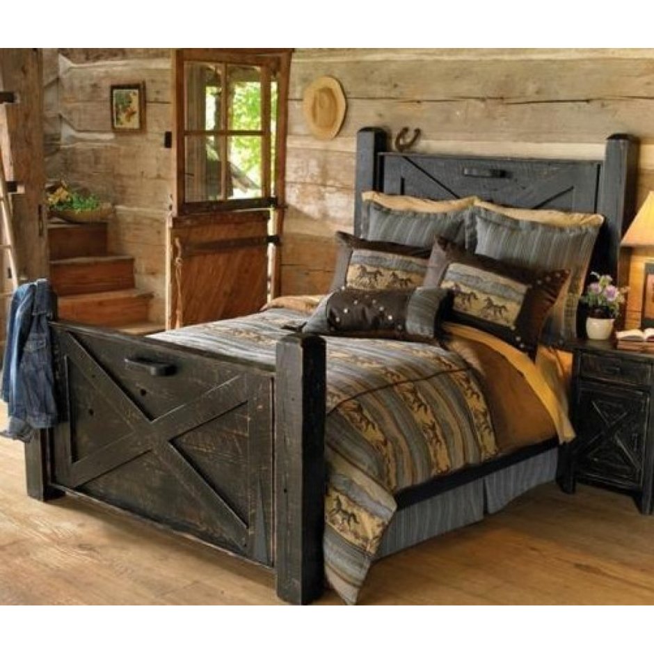 Спальня рустикальный стиль деревянная мебель