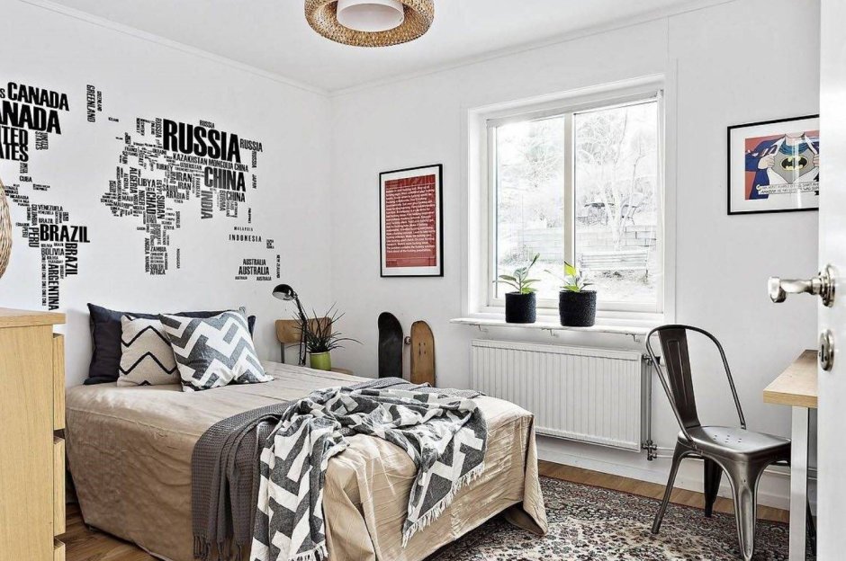 Спальни в стиле Сканди для подростков