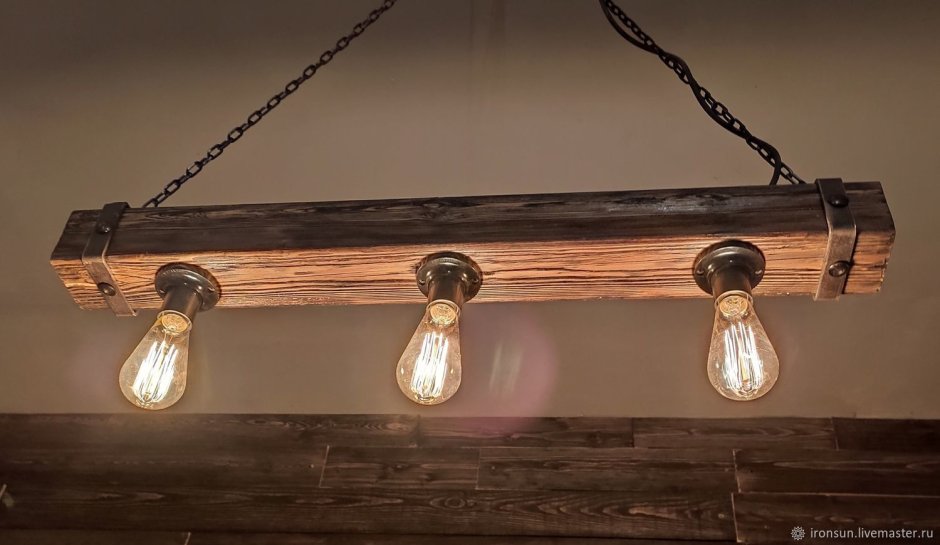 Светильники лофт дерево металл