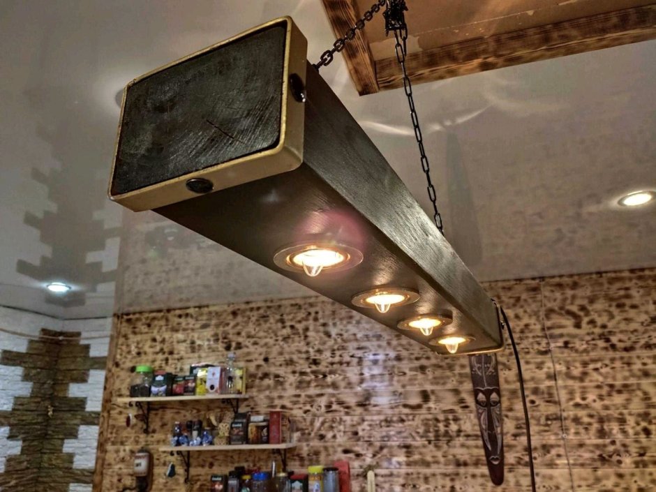 Светильник лофт из дерева