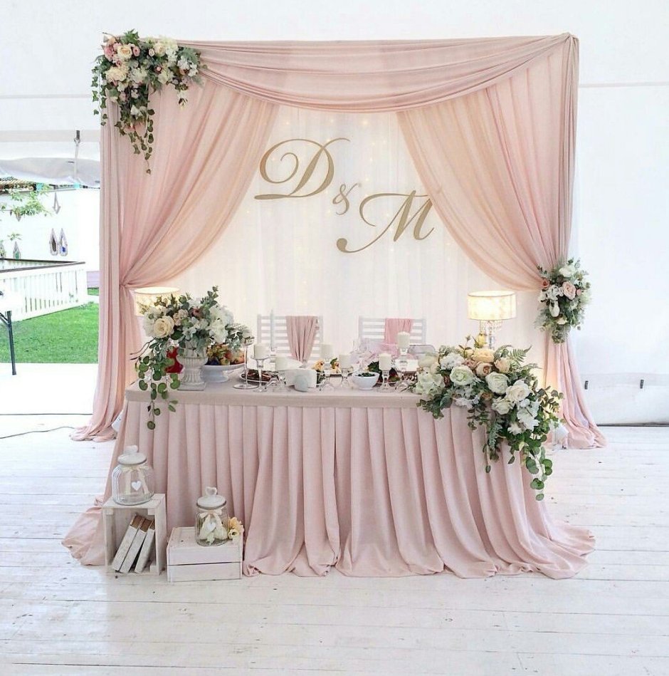 Украшение свадебного стола фон задний