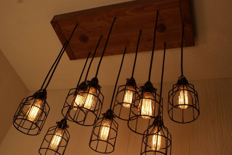 Люстра лофт 15 ламп Эдисона