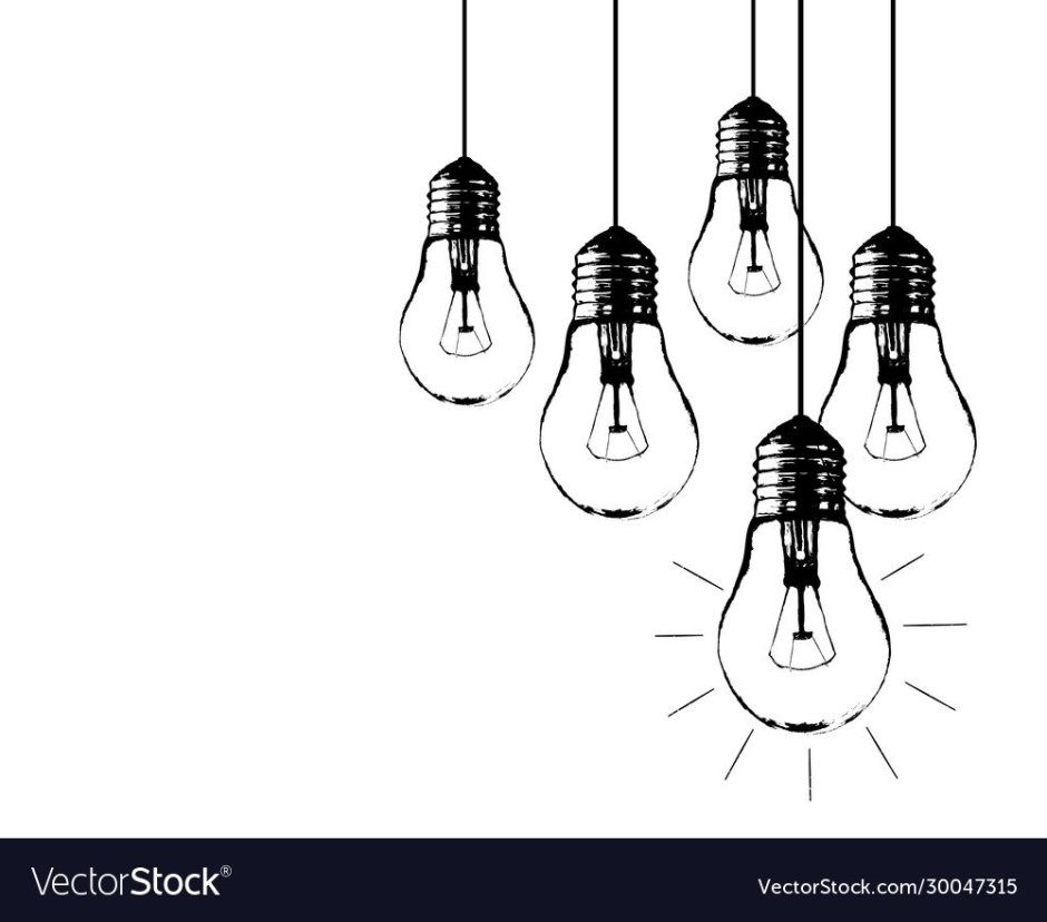 Висящие лампочки на белом фоне