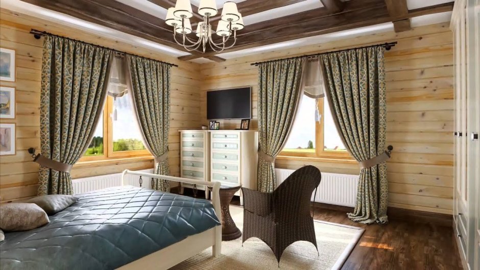 Шторы в бревенчатом доме