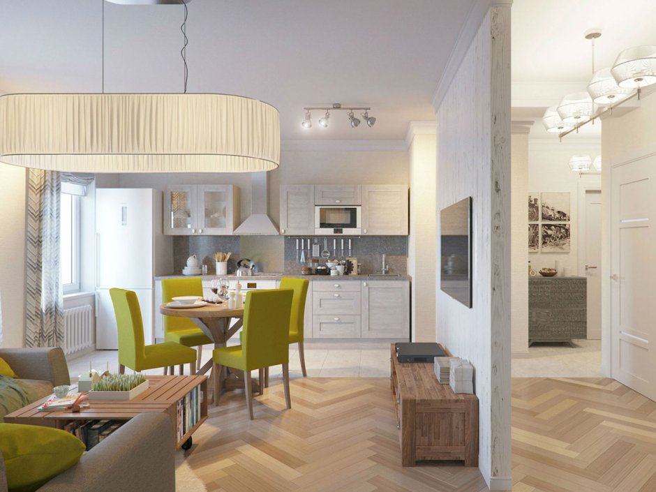 Кухня гостиная 20 метров в скандинавском стиле