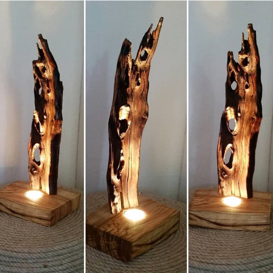 Светильник из ствола дерева