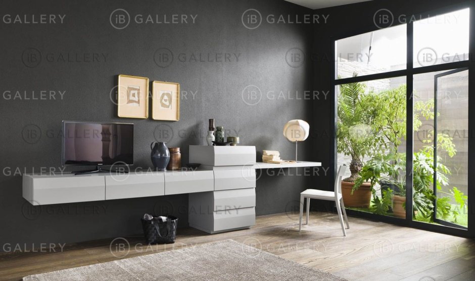 Подвесная полка под телевизор с туалетным столиком