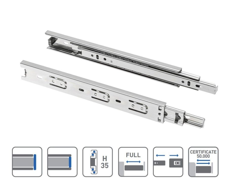 Шариковые направляющие l 300 h 35