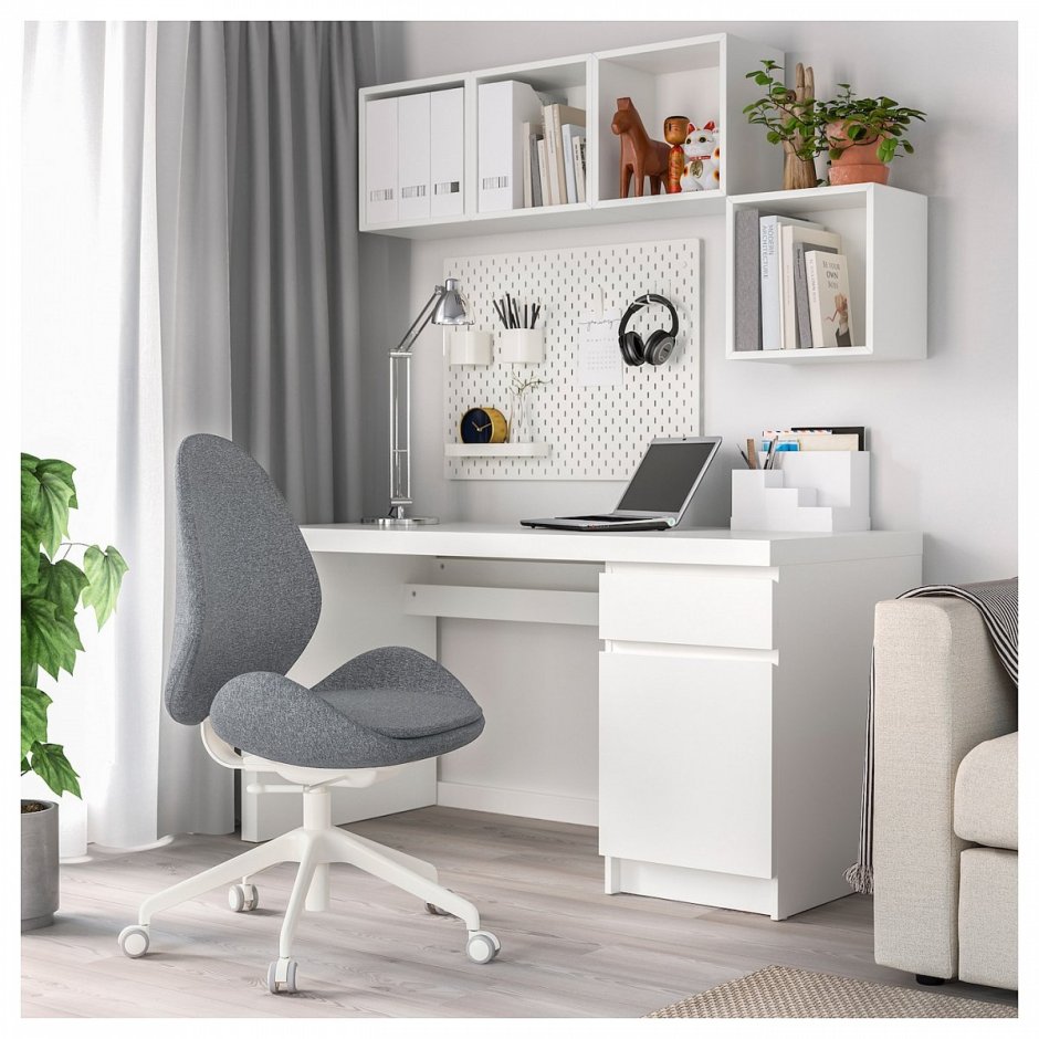 ЛОНГФЬЕЛЛЬ рабочий стул, Гуннаред бежевый/белый