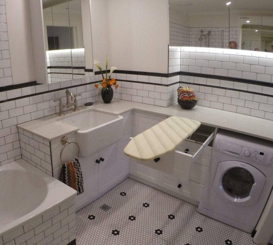 Ванная с туалетом и стиральной машиной