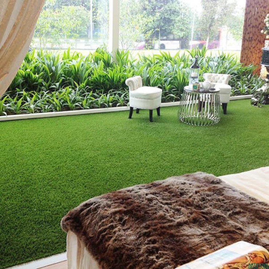 Искусственный газон в интерьере сада