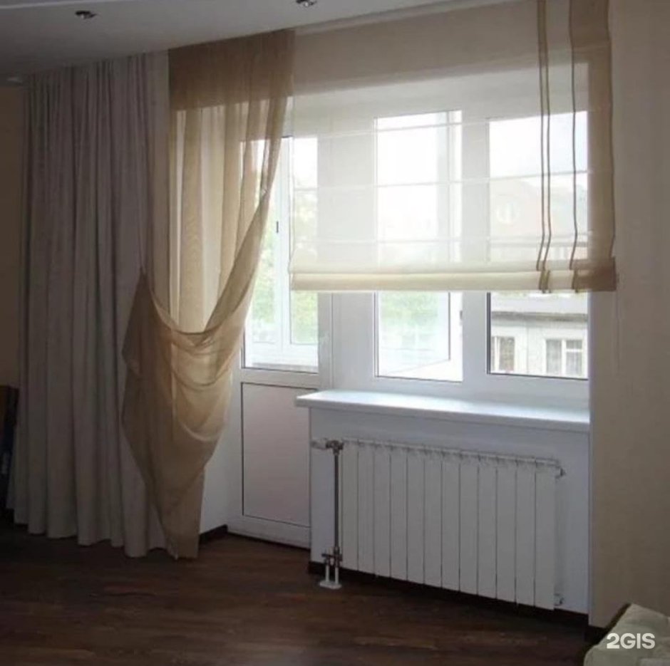 Шторы на кухню с балконной дверью