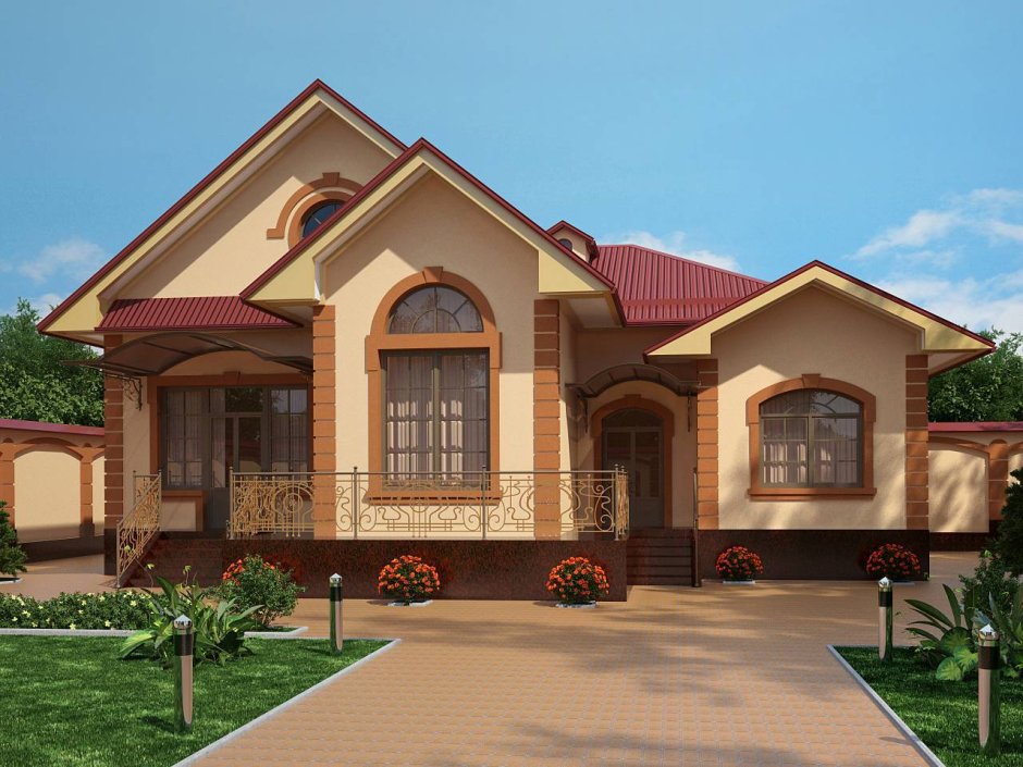 Одноэтажный дом в чеченском стиле