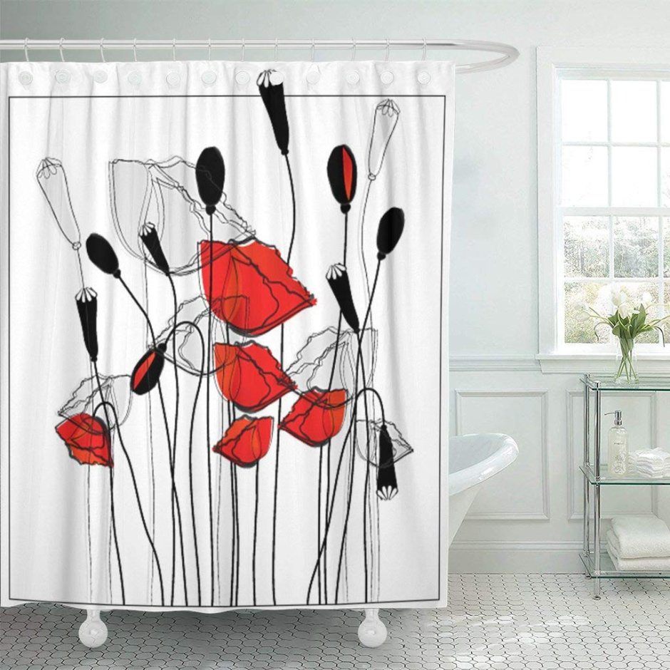 Гардина с маками bonprix