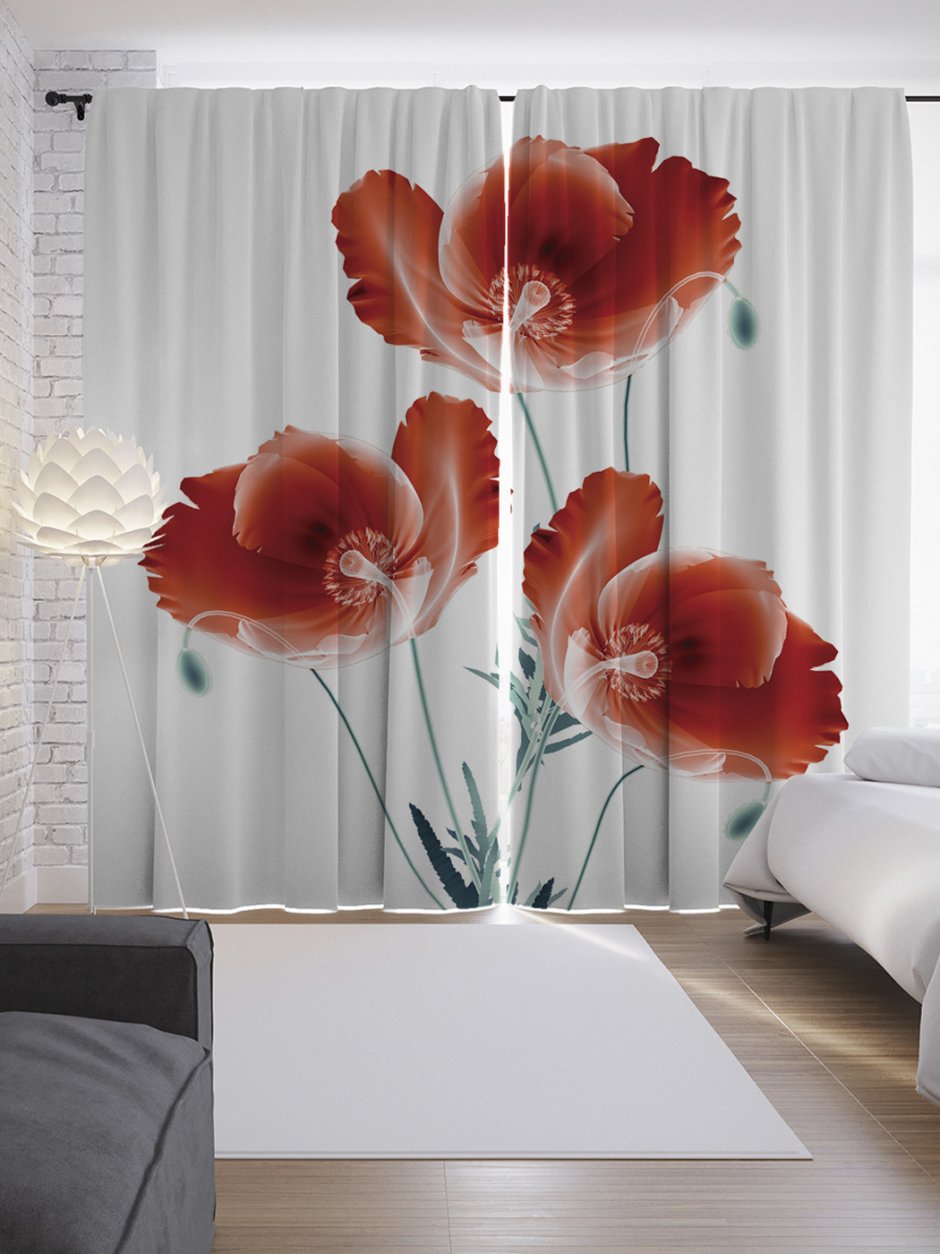 Фотошторы сирень маковый цвет (фшгб001-14001) на ленте 260 см