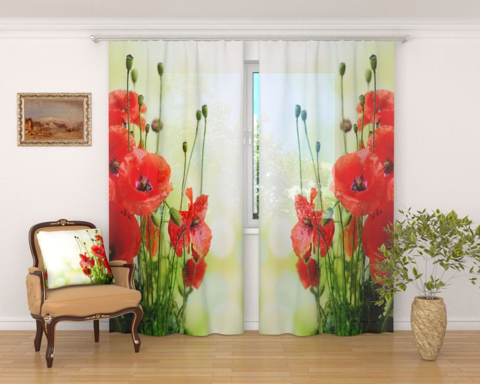 Занавески с маками